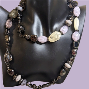 Jeweled Necklace with Black and Neutral‎ Colors